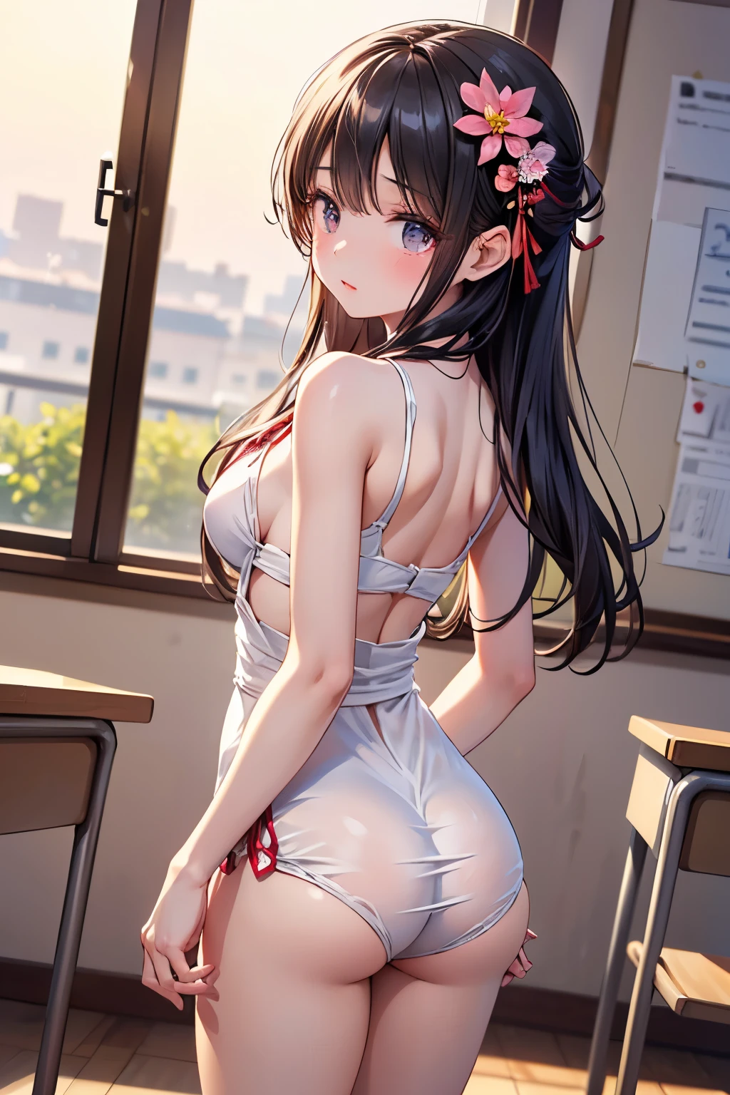 majicMIX Real, (Raw Photos:1.2), (Photorealistic:1.4),Blonde, Twin Tails, Beautiful Detailed Girl,Highly Detailed Eyes and Face, Beautiful Detailed Eyes, Huge File Size, Ultra Detail, High Resolution, Very Detailed, Best Quality, Masterpiece, ((Japan Girls' High School Uniform)), Illustration, Very Detailed, CG, Unification, 8k Wallpaper, Fine Detail, Highly detailed CG uniform 8k wallpaper, light on face, movie lighting, 16 year old girl, pleated skirt, back view, blazer