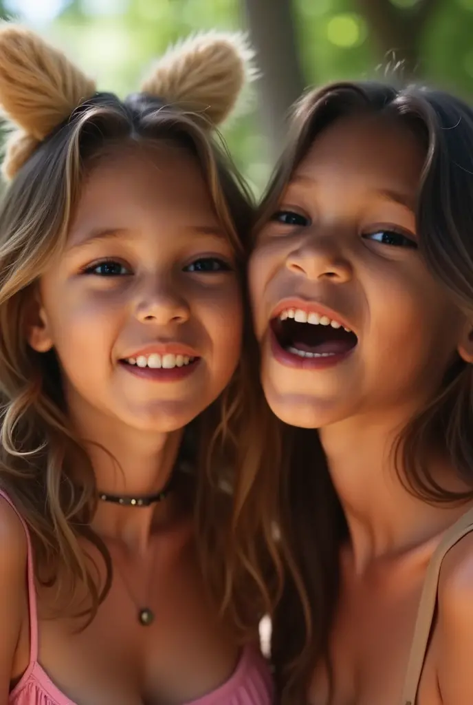 KIDS GIRL BLONDE long hair with a black face and a black face with a black face, evil crazy laugh, red oil background.