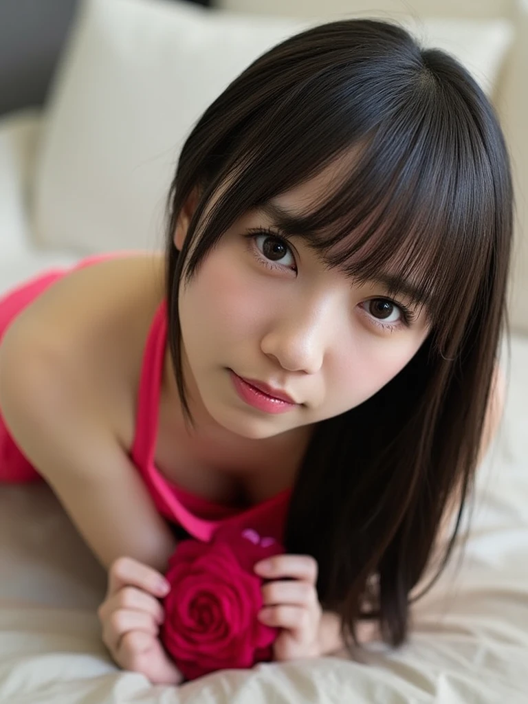 Best Quality, Masterpiece, (Photorealistic: 1.4), Raw Photo, 1 Girl, Black Hair, Glossy Skin, Wet Body, Dramatic Lighting, Full Body,, Transparent Micro Bikini, Very Big, (Lying in bed, Open Legs: 1.2), Bra, Breasts, Cleavage, Closed Eyes, Lips, Long Hair, Open Mouth, Photos_Medium, Pink Bra, Pink Shorts, Realistic, Sleeping, Small, Solo, Stuffed Animals, Plush Toy, Teddy Bear, Underwear,(Masterpiece),(Realistic: 1.3), NFSW, Ultra Detailed, (High Detail Skin: 1.2), (Best Quality: 1.0), (Ultra High Definition: 1.0)