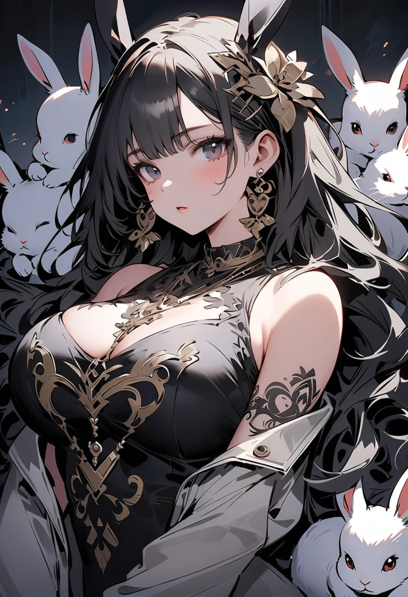 top-quality、masterpiece、Highly detailed 4K photorealistic girl photos+all-fours、starrysky、Glaring eyes、Futuristic、Teary-eyed、Atmospheric flow、silhuette、A quiet、Colossal tits 、The areol、teats、barechested