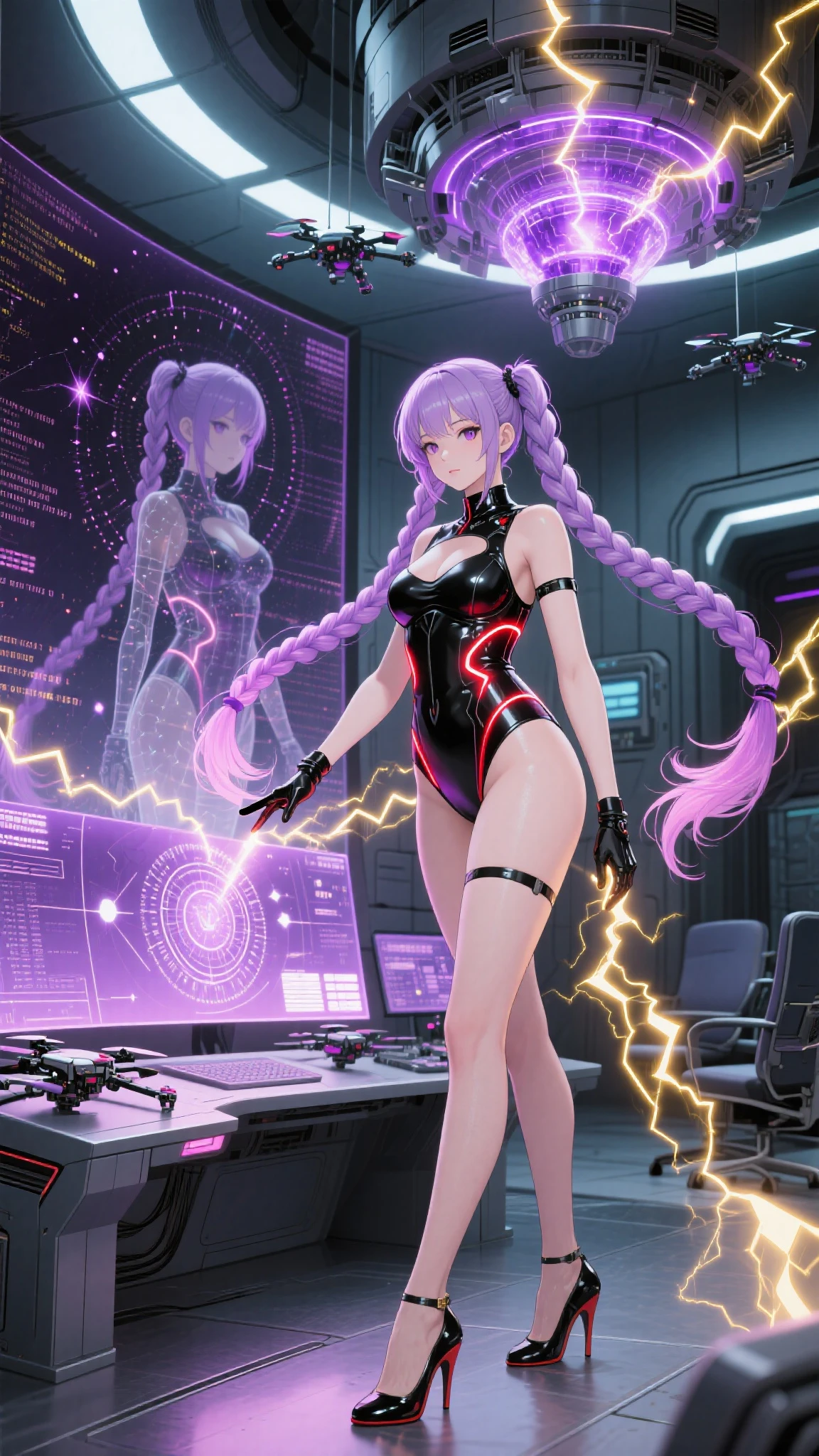 masutepiece,8K,High quality,Ultra Detail,super precision,1girl in(in fighting)(Angry face),Two-gun pistol,large boob,cyberpunked,in fighting,building area at night(cyberpunked),dazzling neon light,