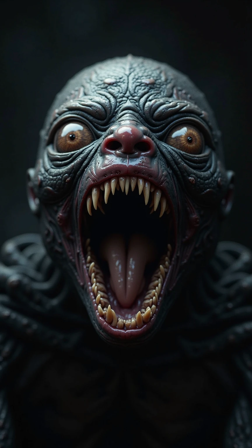 Highly detailed soft oil painting, trending on Artstation, Dark swamp, meat, night, Film from the cannibals Holocaust, Crazy face, Giant imposed monster male mutated, bald, Split skin, Smooth translucent skin, subsurface scattering, Detailed pale eggshell patient wet skin, Twisted features, In a dark swamp, A highly detailed, (((Worms are everywhere.))), muted colors, ((darkness)), Best Quality, 巨作, Realistic, roughness, extremely realistic,
