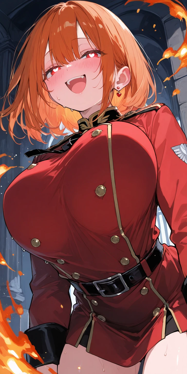 NSFW,Big Breasts,Crotch crack,A woman stands in front of a group of robots, Steampunk, synthesis, Beautiful android woman, Stormy epic war scenes, Inspired by Richard Avedon, ,Black,skin,Dieselpunk Policewoman, Redhead woman, Girl in suit, Complex fashion clothing, Beautiful female soldier,Trousers half removed,Slipped pants,Micro Lingerie,blush,Surprised,,

