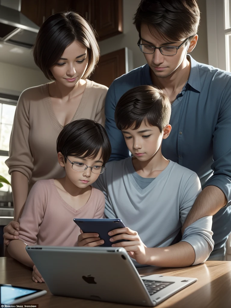 create the image of an interactive e-book with augmented reality with images of a family