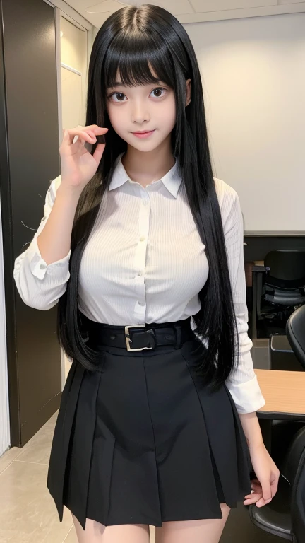 (1 Korean star with royal sister style), ((Best quality, 8K, Masterpiece: 1.3)), focal point: 1.2, Perfect body proportions: 1.4,   Highly detailed face and skin texture, Detailed eyes, Double eyelid, Small Bust, ((detailed white Tight shirt)), exposed cleavage, ((detailed mini short skirt)), ((detailed Black Pantyhose)), (No Panties), Interior Scene, ver light hair , super fine hand, fine finger ging, ((detailed pantyhose)), opened shirt show , naked, ((naked)), detailed , , punk girl, transparent, smiling , Long legs, detailed legs, fine legs, fair white skin、shiny white skin、bright silver long hair、light white long hair、、Beautiful eyes with random colors、Very thin lipeautiful eyes finely detailed、elongated eyes、pale pink blush、long eyelash、Beautiful double eyelids、eyeshadows、neckless、耳Nipple Ring、Beautiful eyes with random colors、very thin lips, finely detail、elongated eyes、pale pink blush、long eyeslashes、Smilling, Beautiful double eyelid、Lighting that emphasizes beautiful skin、Lustrous skin 2, ((Layered long hair)) , (detailed breasts ), Highly detailed face and skin texture, Detailed eyes, Double eyelid,（raytraced）,Watery eyes, highly detailed face and skin textures, Fine eyes, Double eyelids, Whitens the skin, (long haired, Air bangs: 1.3), (Round face: 1.5), (Suit uniform: 1.4), (Slump in a chair: 1.6),(black lence stockings: 1.4),(film grain style:1.3)，a sense of atmosphere