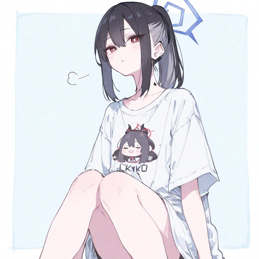 (top-quality、8K、32K、​masterpiece、nffsw:1.2)、a cute loli、Medium short hair、beauitful face、(Slouched:1.3)、crouching down、(From  above:1.2)、(a closeup:1.4)、small curvy loli、You can see the chest、T-shirt with a fairly loose fit、(beautiful nipple slips:0.9)、outside of house、the wind、shinny skin、blurry backround、