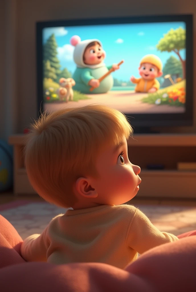 7 month old baby watching tv