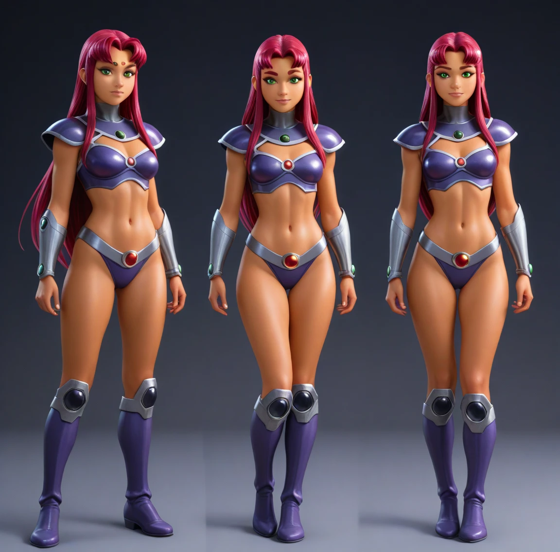 STICKER (best quality, masterpiece, highres:1.3), (solid outline:1.2), absurdres, women full view, large breasts, star eye, Starfire, Superhero, blush, Red eyes, red hair, purple costume, purple gloves, hands behind back, naked, see thru, milf, full body portrait, cowboy shot, no background, looking up, perfect face, detailed face, bangs, perfect body, beautiful eyes, pretty face, bright skin, idol, shoes, cleavage, face view, ass view, side by side, sexy stockings, unbutton top, panties, full body, shoes visible, standing up,