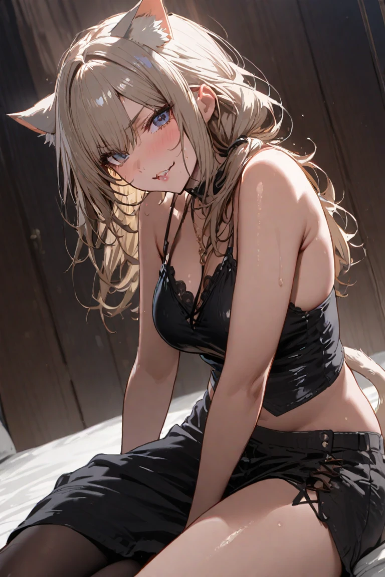 ((Masterpiece)), ((best quality)), (Anime), ((kawaii)), ((extremely detailed)), 4K, (8K), (super detail:1.2),(High Definition:1.3), (Professional Photography:1.2), (wide shot), cinematic lighting, (very aesthetic:1.2), (absurdres:1.2), (sharp focus), (perfect light), (12 years old), 8K, cinematic lighting, unruly hair, medium hair, (exposed naked nipples:1.3), (undress short shorts), naked Slender body, Pudgy cheek, ((small breast)), (sexy pose), laughing, (open mouth), Textured skin, cat ears, pale brown hair, Cute Beautiful girl, BREAK, ((best quality)), ((extremely detailed)), (sitting on the Luxurious pink bathroom), ((in brothel)), pink bathroom,