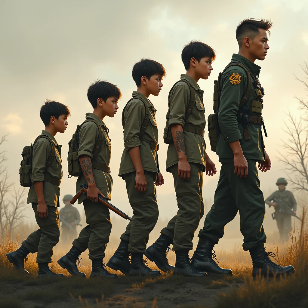 Civilian children on the shoulders of the Bangladesh Army in the flood rescue operation.
