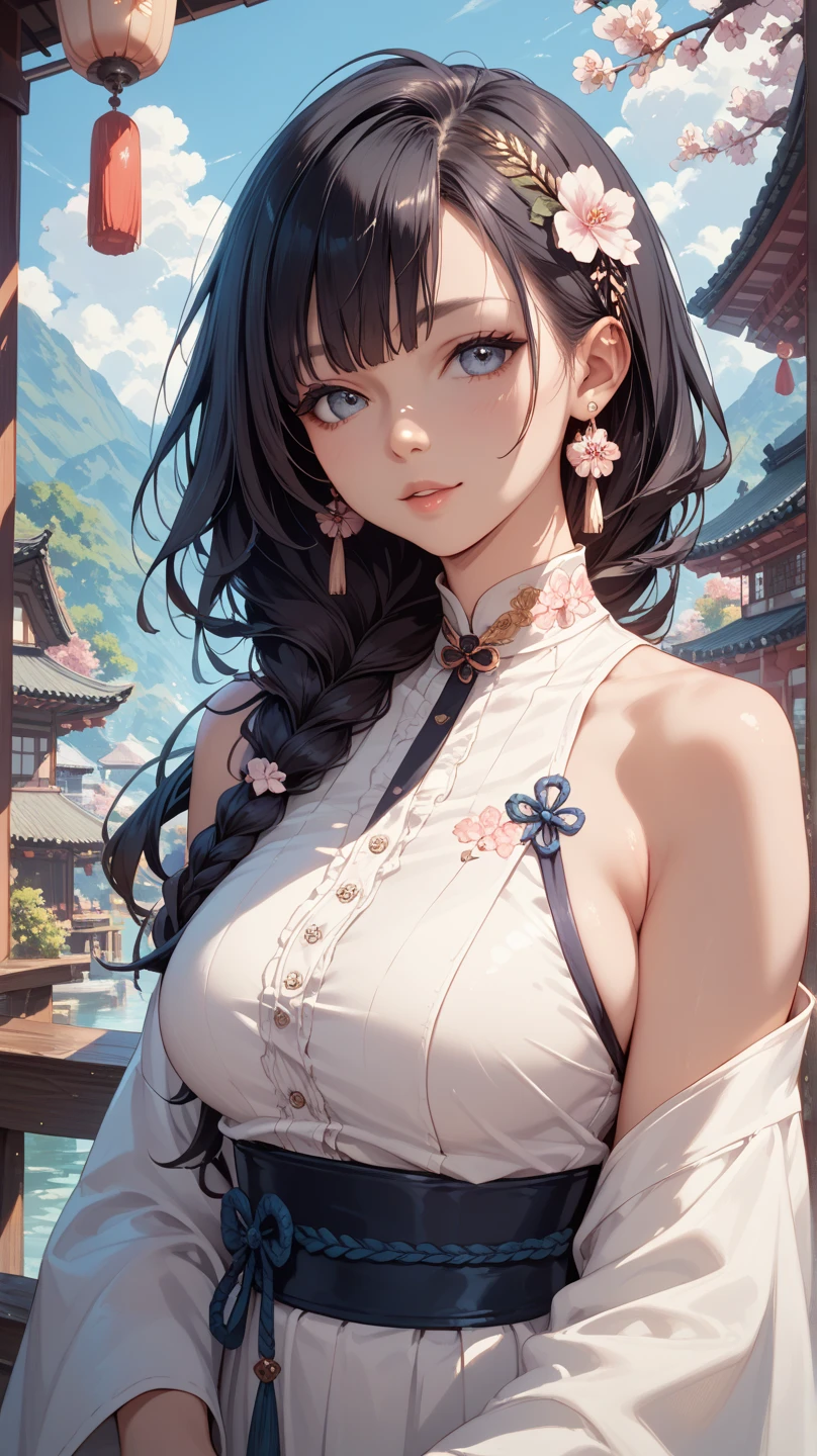 (best qualtiy)), ((tmasterpiece)), (the detail:1.4), 3D, A beautiful cyberpunk female image,HDR(HighDynamicRange),Ray traching,NVIDIA RTX,Super-Resolution,Unreal 5,Subsurface scattering、PBR Texture、post-proces、Anisotropy Filtering、depth of fields、maximum definition and sharpness、Many-Layer Textures、Albedo e mapas Speculares、Surface Coloring、Accurate simulation of light-material interactions、perfectly proportions、Octane Render、Two-colored light、largeaperture、Low ISO、White balance、the rule of thirds、8K RAW、High split clothes,Split cheongsam,Bare shoulders,Bigboobs,Lace edges,Tender powder(natta:1.7), jpn, toyko, CityView, In front of the window, Stand under the gaze, Outfit in black,Yellow collared shirt,Black and red tights,skin_tight,Black legs,black pantyhoses,Side_boob, brunette color hair,long whitr hair,By bangs,yellow-eyed,putting makeup on,lipsticks, 1个Giant Breast Girl,20yr old,a mature female,Beautiful Finger,Beautiful long legs,beaturiful body,beautiful nose,Beautiful character design,perfect eyes,s the perfect face, looking at viewert, NSFW,offcial art,the Extremely Detailed CG Unity 8K Wallpapers,Perfect lighting,extremely colorful,Bright_Front_face_Lighting, (tmasterpiece:1.0),(best_quality:1.0), 超A high resolution,4K,hyper-detailing, photography of, 8K, HDR, A high resolution, hoang lap:1.2, Kodak Portra 400, filmgrain, The background is blurred out, bokeh:1.2, Lens glare, (vibrant_color:1.2) (big breasts beautiful,large_Breasts:1.4), (beautiful_face:1.5),(narrow_waist),Transparent packaging,Lace edges,Lace seduction,show legs,Superskirt,Long legs,upper legs,Bigchest,hugebreast,Split skirt,Pink lace trim,Cocked buttocks,Bigchest,Big breasts,Very large breasts,High split cheongsam,Coquettish type,enchanted,Shy,Bigchest,The chest is large,Chest leakage,爆乳,Large breasts,seductiv,Tall and tall,White skin and beautiful appearance,white color hair,Milk fat buttocks,fat hips,Large hips,nakeness,Nothing worn,The clothes are particularly short,open waist,Tong,T