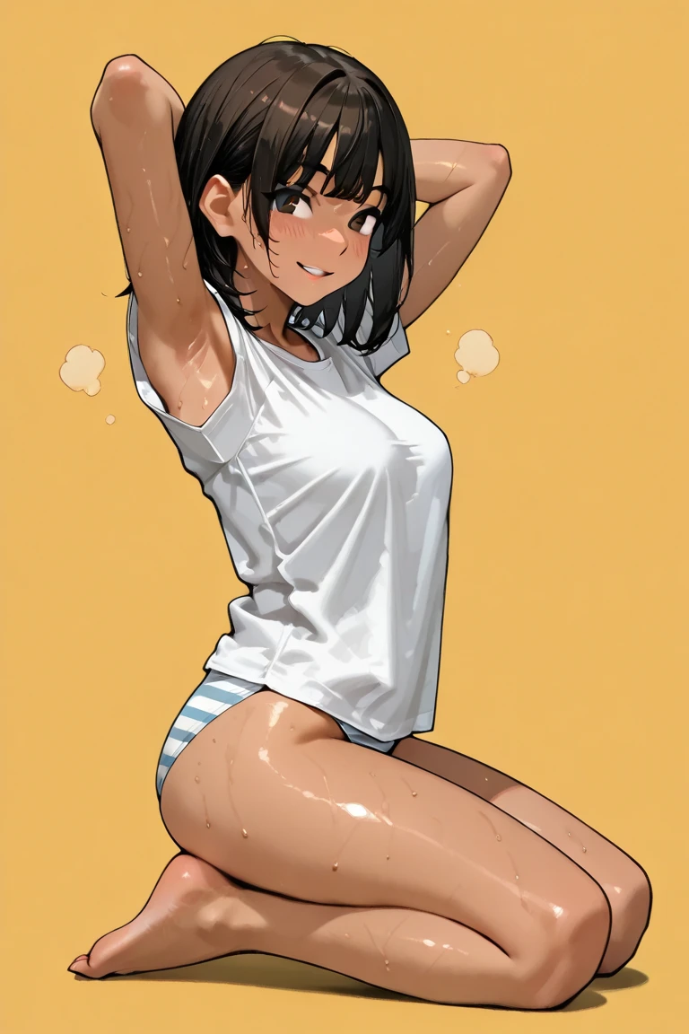 (masterpiece, best quality:1.2),  noodle (gorillaz), 1girl, black hair, solo, black eyes, short hair, bob cut, Loli, small breasts, (parted lips:1.4), (nose blush:1.2), foreshortening, blackcutoffs, (eye contact), high contrast, detailed, breasts visible, Showing breasts, (cinematic lighting), ((high-angle view)), (half body shadow), [backlighting], [crepuscular ray], [detailed ambient light], [gray natural lighting], [ambient light on the belly], (higher wildlife feral detail), [explict content], [sharp focus], (questionable content), (shaded), Commission for High Res, detailed image, bright colors, detailed face, perfect lighting, perfect shadows, perfect eyes, girl focus, flawless face, gorgeous body, shiny body, center focus, gaze at the viewer, 1girl, solo, (masterpiece:1.21), (best quality:1.2), (illustration:1.2), (cinematic lighting:1.3), balanced coloring, global illumination, ray tracing, good lighting, cleavage, attractive body, sexy body, SFW, skinny, child, young age, (((from below))), busy city, foreshortening, (seductive pose), looking at viewer, blackcutoffs, (eye contact), masterpiece, high contrast, hyper detailed, best quality, ultra high res, photorealistic, high resolution, detailed, raw photo, sperm, detailed cum, orgasmic, camel toe, detailed between legs