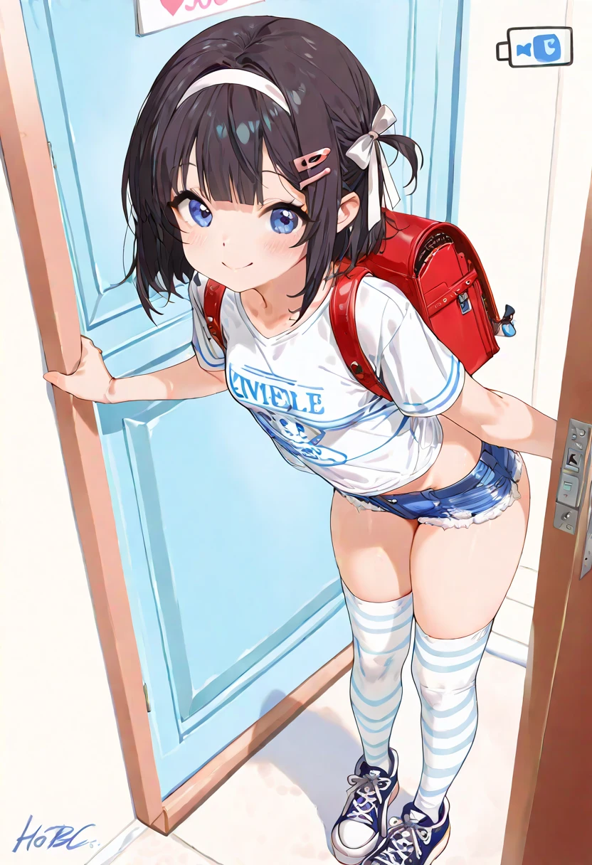 (masterpiece), best quality, high resolution, extremely detailed, perfect lighting, dutch angle,
tm2hikari, 1girl, solo, short hair, carrying randoseru backpack and wearing navy buruma and white gym uniform with colored hem,
indoors, house, embarrssed, full-face blush, looking at viewer, nu, sem roupa, pelada, sensualidade.
