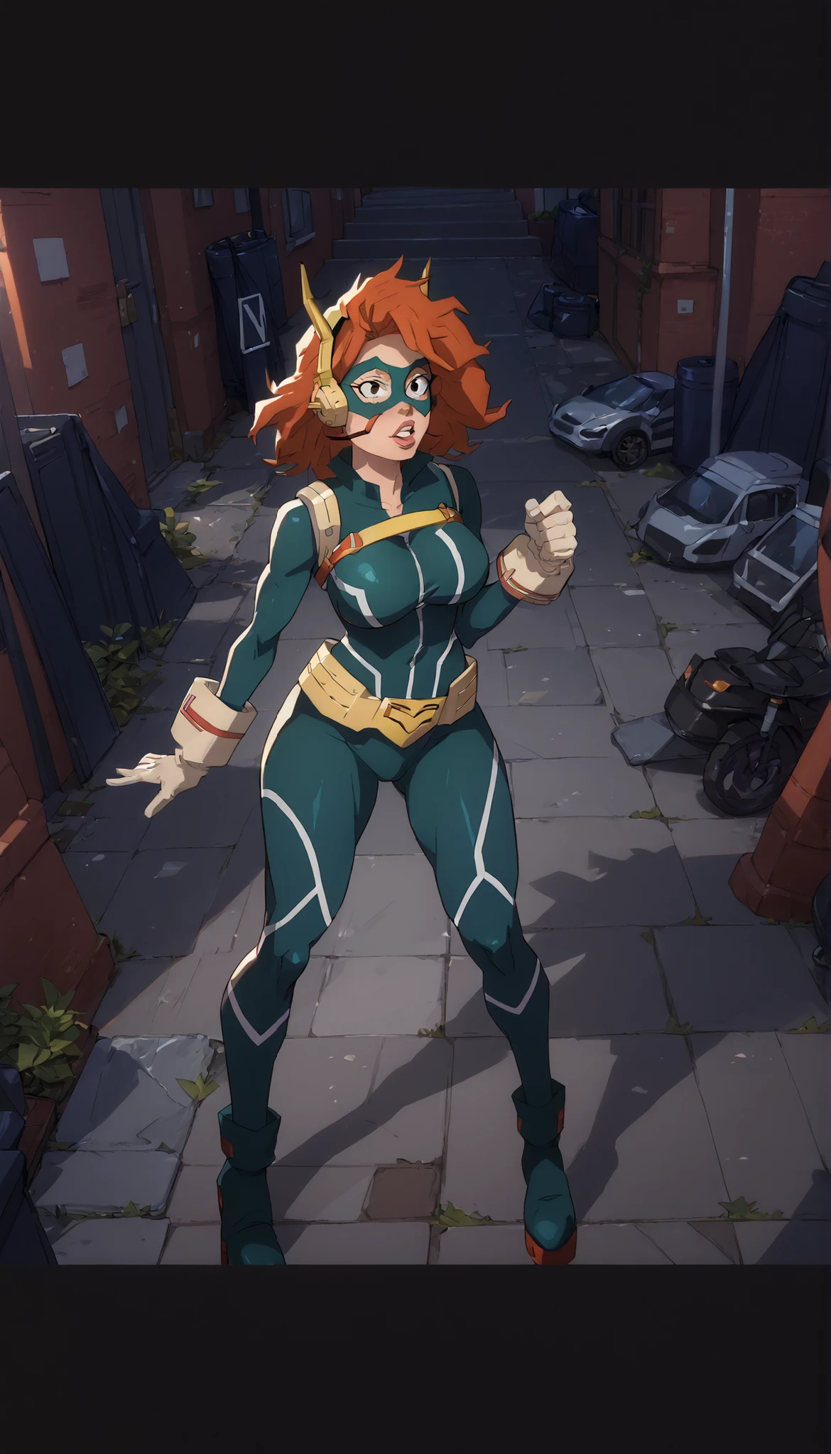 My Hero Academia Style, Anime girl, Women, wide thighs, wide hips, big breast, hero costume, traje de cuerpo entero,