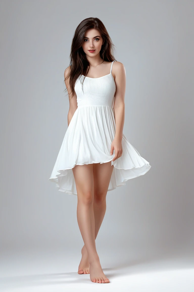 Mujer con un vestido blanco y sandalias de pie en una acera, con falda blanca, white skirt and barechest, Minifalda blanca, con vestido blanco, en ropa blanca, falda blanca, con un lindo vestido blanco, con un vestido corto blanco mojado, con un blanco largo, vestido de blanco largo, Toma de longitud de cuerpo completo, Traje blanco