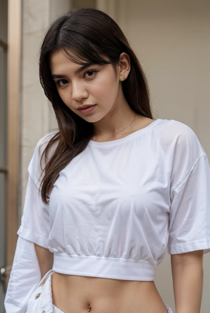 Girls wearing blouse open button