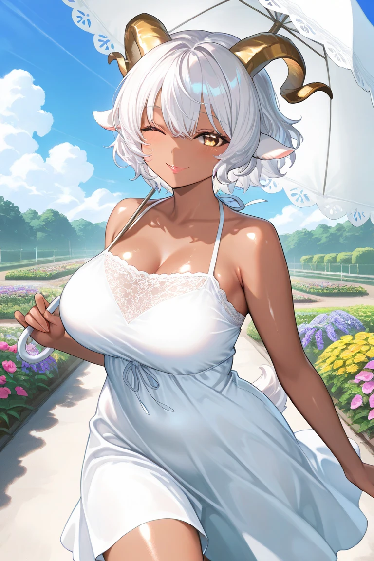 1 girl, (facing viewer:1), (Ulzzang-6500:0.66), thighs, fair legs, dappled sunlight, best quality, ultra high resolution, YaeMiko, short hair, white hair, Yes_sakura, jewelry, flowers cherry, (smile:1), fair_back, hair_ornament, purple_eyes, , separated_sleeves, , detailed eyes,, (light smile:1), , (big breasts:1.4), , (fair upper body:1.4), , (puffy nipples :1), arms behind the back,