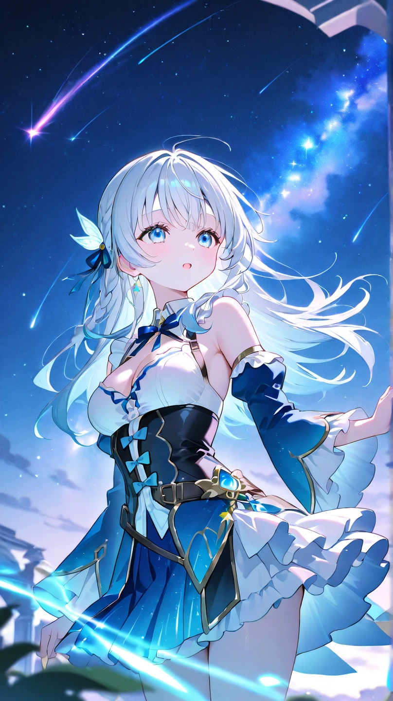 ((((ink))),((watercolor)),world masterpiece theater, ((best quality)),depth of field,((illustration)),(1 girl),anime face,medium_breast,floating,beautiful detailed sky,looking_at_viewers,an detailed organdie dress,very_close_to_viewers,bare_shoulder,golden_bracelet,focus_on_face,messy_long_hair,veil,upper_body,lens_flare,light_leaks,bare shoulders,detailed_beautiful_Snow Forest_with_Trees, spirit,grey_hair,(Snowflakes)),floating sand flow,navel,(beautiful detailed eyes), (8k_wallpaper),