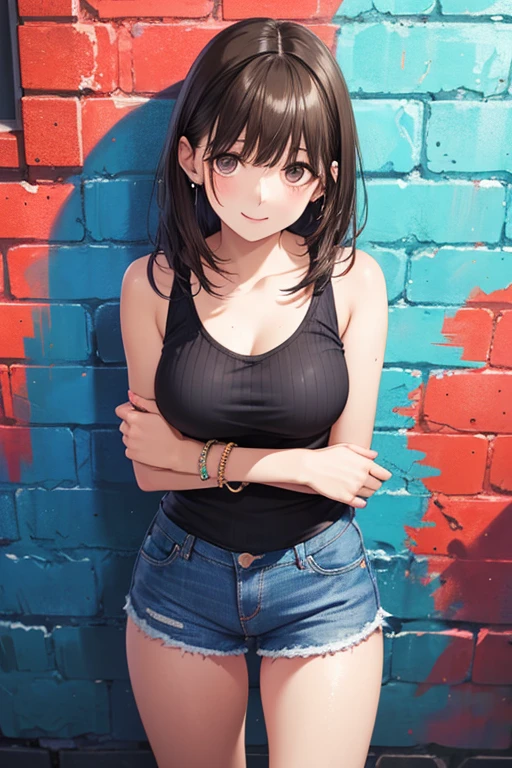 girl crying, short hair, perfect hands, perfect fingers, perfect body, sensual cleavage, medium breasts, red shirt, wearing tight white shorts, sexy shorts, Ultra HD, 4k image, best image quality, (fidelity: 1.4), photoreal , light green eyes, eyelashes, beautiful pupil, shadows, slight blush, delicate facial features, reasonable facial features, exposed waist, natural poses