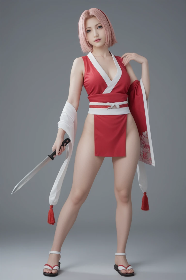 a close up of a woman in a white and red outfit holding a sword, kunoichi, mai shiranui, yoko matsugane as mai shiranui, dead or alive 6, katana zero video game character, katanas strapped to her back, portrait ninja gaiden girl, kasumi arimura style 3/4, kitsune inspired armor