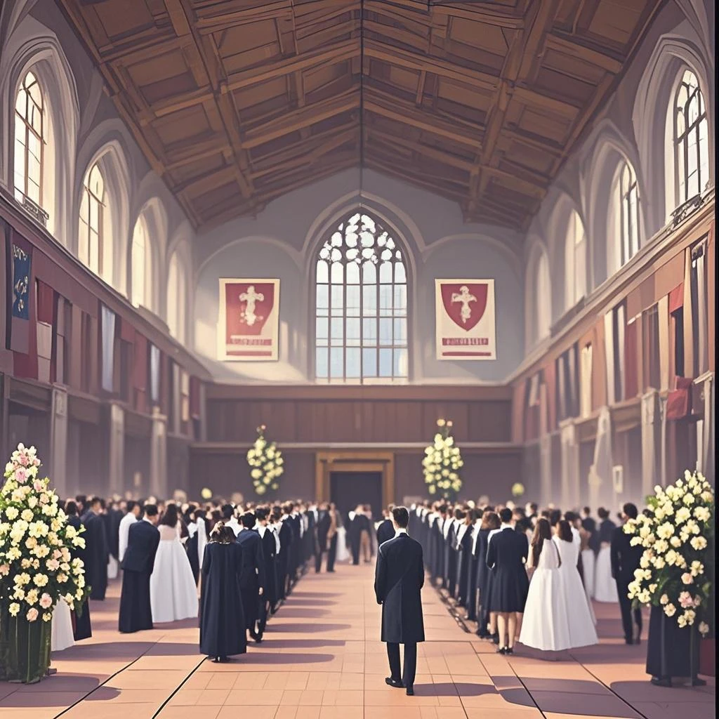 dynamic angle, top quality, best quality, High-quality illustrations, masterpiece, super high resolution, detailed background, detailed background, School Graduation Ceremony, group shot:0.1, 3+boys, 3+girls, absurdres(highly detailed beautiful face and eyes)perfect anatomy, expression, good lighting, cinematic shadow(kemono, furry anthro),