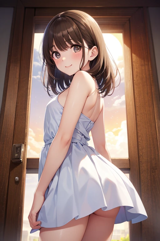1girl, (((masterpiece))), top-quality, top-quality, High Details, Hirasawa Yui, 1girl, two yellow hairpin, short hair, A brown-haired, brown-eyed, 独奏, Beach clothes, underwear, bikini, full body, full image, illustratio, comic strip, soothing tones, Subdued Color, Soft cinematic light, adobe lightroom, photolab, HDR, intricately and hyper-detailed、(((depth of fields))))。(((masterpiece)))。(((top-quality))).)((ultra-detailliert)))。(((illustratio)))。(((takeout))).dynamic focus.big breasts.(((Skyscrapers))).(((A city scape))).(((Face of embarrassed))). open mouth.(((put hands on the hip))).(((up chest))).((afternoon glow)).((the setting sun)).