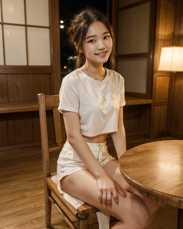　(8k、RAW Photos、highest quality、masterpiece:1.2)、(Realistic、Realistic:1.37) 、(((Strange pose, Bend your knees and spread your legs))), ((Exposing pubic hair and genitals))、Very detailed、超A high resolution、1 girl、View your viewers、Beautifully detailed face、Laughter、narrow、(Slim waist) :1.3)、Beautiful and detailed skin、Skin Texture、Floating Hair、Professional Lighting、Human whole body、Shortcuts、Braided Hairstyles、Bob Hair、E Cup、smile、16 years old、Skirt flip、Baby Face、子供っぽいsmile、Sappin&#39;&#39;&#39;&#39;、Moisturizing lips、Pale pink lips、Braided Hairstyles、Umbilical cord prolapse