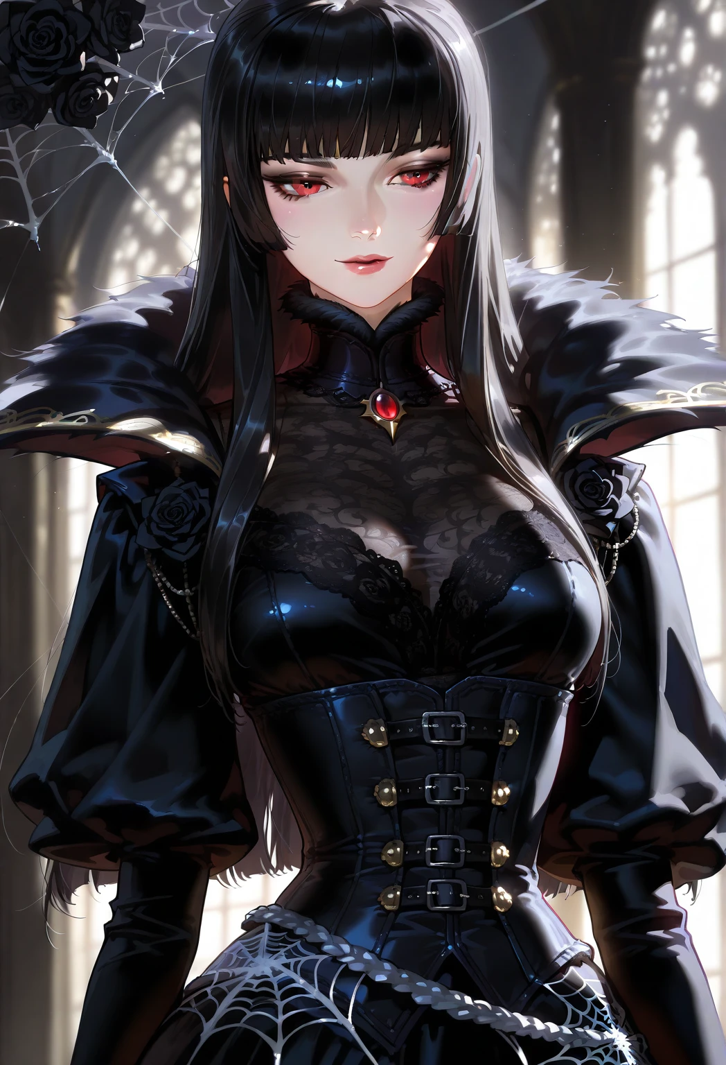 masterpiece, (textured skin), best quality, gorgeous beautiful girl, (a female
vampire),,detailed clothes,large breasts,narrow waist,, (beautiful face), cinematic lighting, (fantasy anime art ),