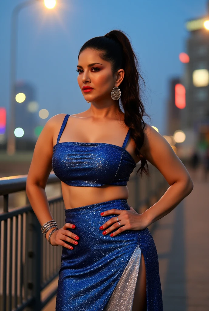 Aishwarya rai as corporate lady, satin formal trousers with light blue off shoulder strapless cowl neck top, high heels, athletic curvy figure, open hair, deepcut neckline, huge cleavage show, erotic pose in balcony, day scene, hourglass figure, small breasts, fit, seductive face, look at camera and wink, erotic adult face, 40 yo, soft volumetric lights, intricate details, (ArtStation:1.2)