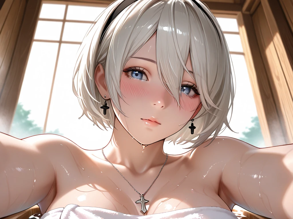 (8K, Super high resolution, A masterpiece of the highest quality, professional detailed wallpaper, Ultimate Highly Detailed Everything, anime images, game CG),perfect human body、detailed face、detailed eye、 so perfect anatomy body parts, so perfect , completely , 1 boy, white skin), (spoken heart), big and full breasts、big cleavage、Tank top、mature woman、Carry your luggage、(((Sweat,vapor))),(((Oil,glowing skin、realistic skin texture、fine and beautiful skin、shiny skin、艶やかなwhite skin))),moving job、moving company、carry cardboard boxes、Clothes、つなぎ Clothes、Carrying large cardboard packages from a truck