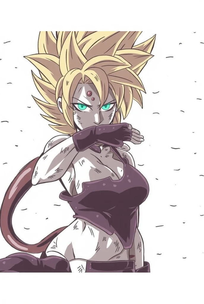 1futa, Saiyan, spiked blonde hair, super sayajin ,green eyes, defined muscles, thin waist, wide hips, dark skin, medium breasts, no clothes, nude, bobs, huge dick, large dick, steamy dick, girl blowjob in futanari.