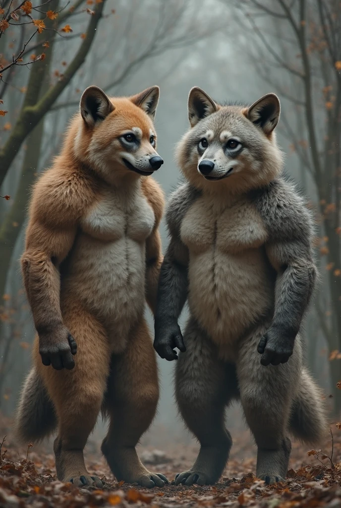 anthro, hyena, male, adult, fit, jock strap, big bulge, full-body harness, markings, realistic fur, detailed background, forest background, realistic, photorealistic, ultra realistic, 8k, thong, stockings, (crop top)