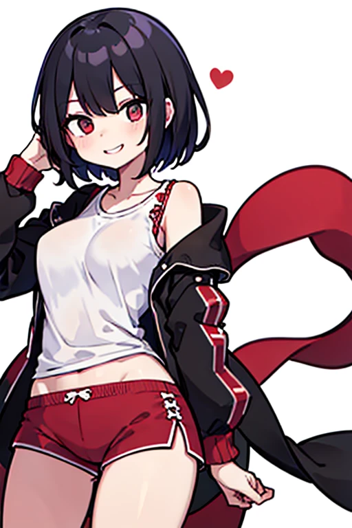 <lora:Kayama Reijo:0.8>, kayama reijo, 1girl, solo, long hair, breasts, looking at viewer, blush, simple background, red eyes, long sleeves, white background, hair between eyes, closed mouth, jacket, red hair, choker, bag, hair bun, black jacket, black choker, halo, chinese clothes, china dress, hand in pocket, smile, sitting