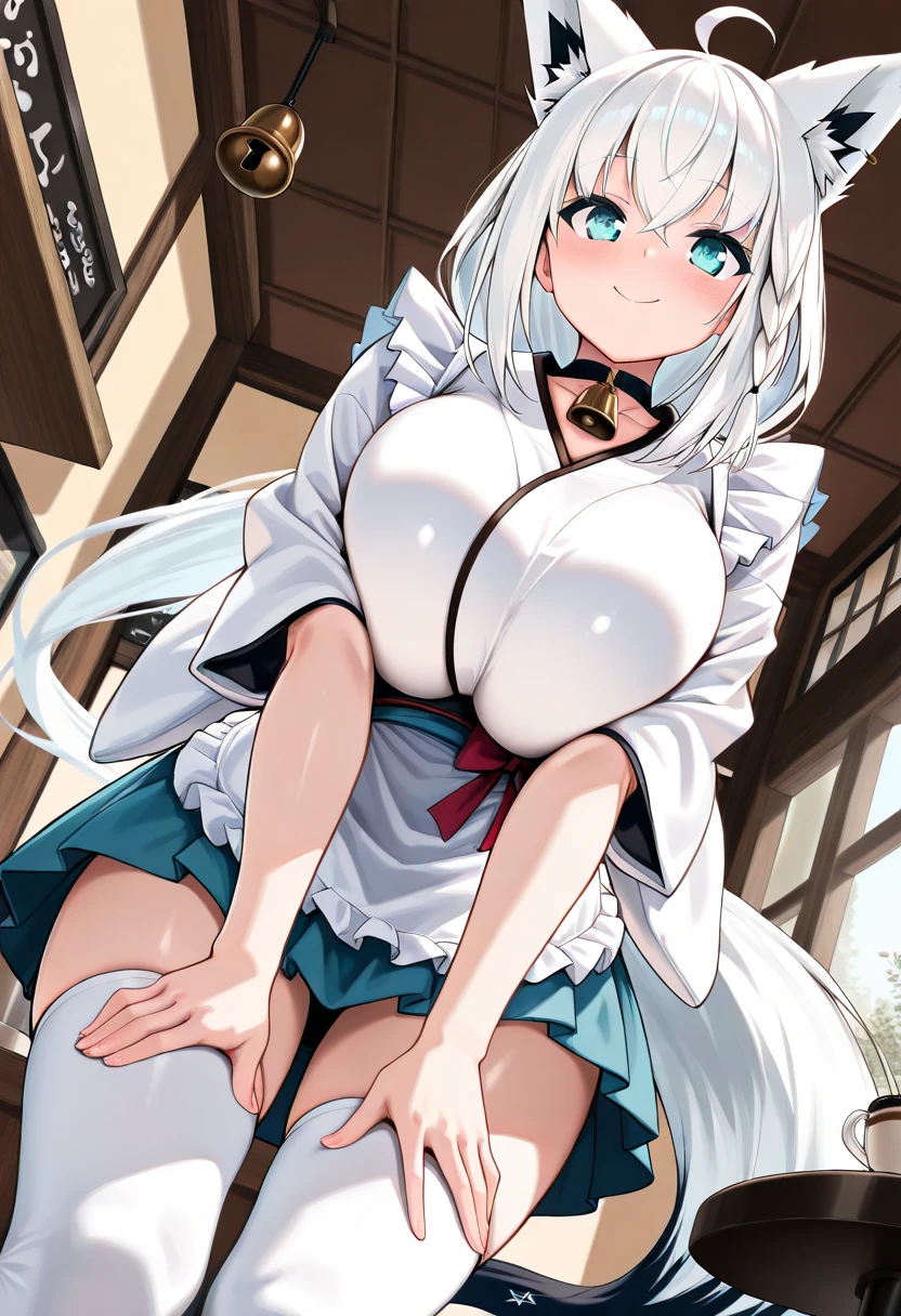 ((masterpiece, Top quality, Ultra-clear, HD)), Solitary, beautiful girl, Shining eyes, Perfect eyes, , Finger five, Silver Theme, (Large Breasts), blush
