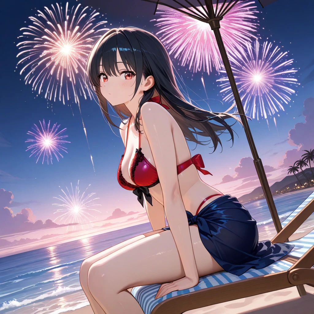 Summer fireworks night one-piece woman