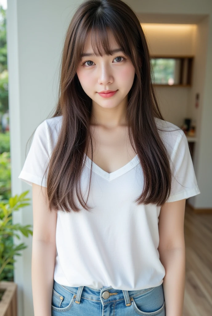 masterpiece、Highest quality、8k、Absurd、
(Upper Body:1.2)、White Shirt、
beautiful girl、Cute face、Viewer's Eyes、smile、Ultra-realistic、High resolution、photograph、Film Grain、chromatic aberration、Sharp Focus、HDR、Face Light、Dynamic Lighting、Cinematic Lighting、Professional Shadows、Simple Background、(Dull background:1.4)、Most detailed、Very detailed、Ultra-detailed、Detailed explanation、Real Skin、Delicate facial features、Detailed face and eyes、Sharp pupils、Realistic pupils