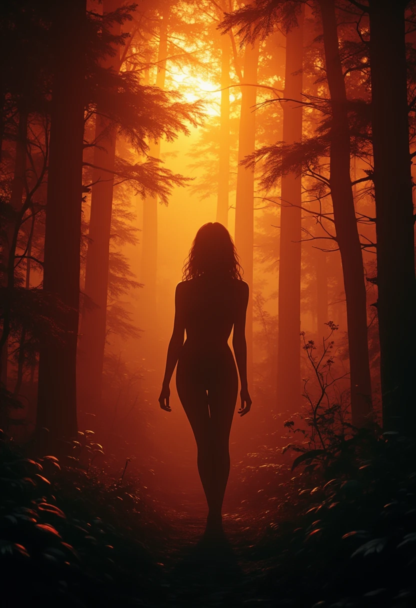 A shadowy silhouette of a naked long-haired woman in a misty forest, black and white photo, full body view, from behind, (masterpiece:1.2), (best quality:1.2), newest, ai-generated, ultra-detailed, best shadow, detailed background, high contrast, (best illumination, an extremely delicate and beautiful), ((cinematic light)), hyper detail, dramatic light, intricate details, 8k, anime, very aesthetic, photorealistic,