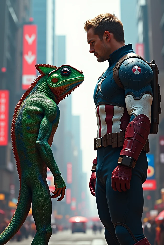 A lizzard with humanoid Body in a suit and sunglasses