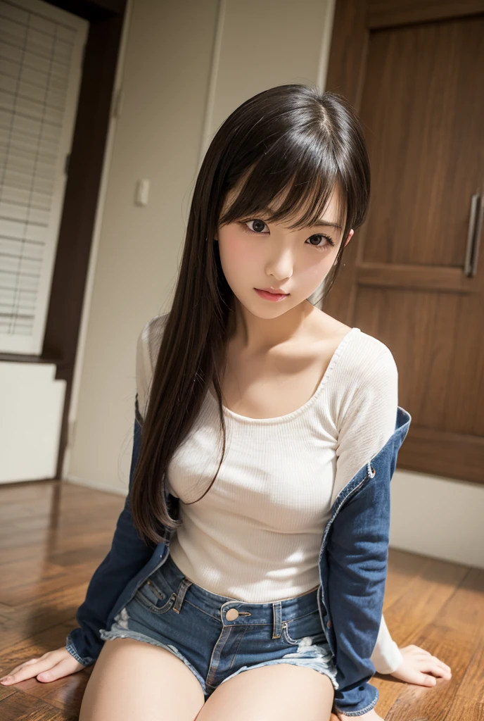 anime girl with long hair and a blue shirt posing for a picture, realistic anime 3 d style, 3 d anime realistic, photorealistic anime, photorealistic anime girl render, smooth anime cg art, anime styled 3d, realistic anime artstyle, anime realism style, anime style. 8k, realistic young anime girl, render of a cute 3d anime girl