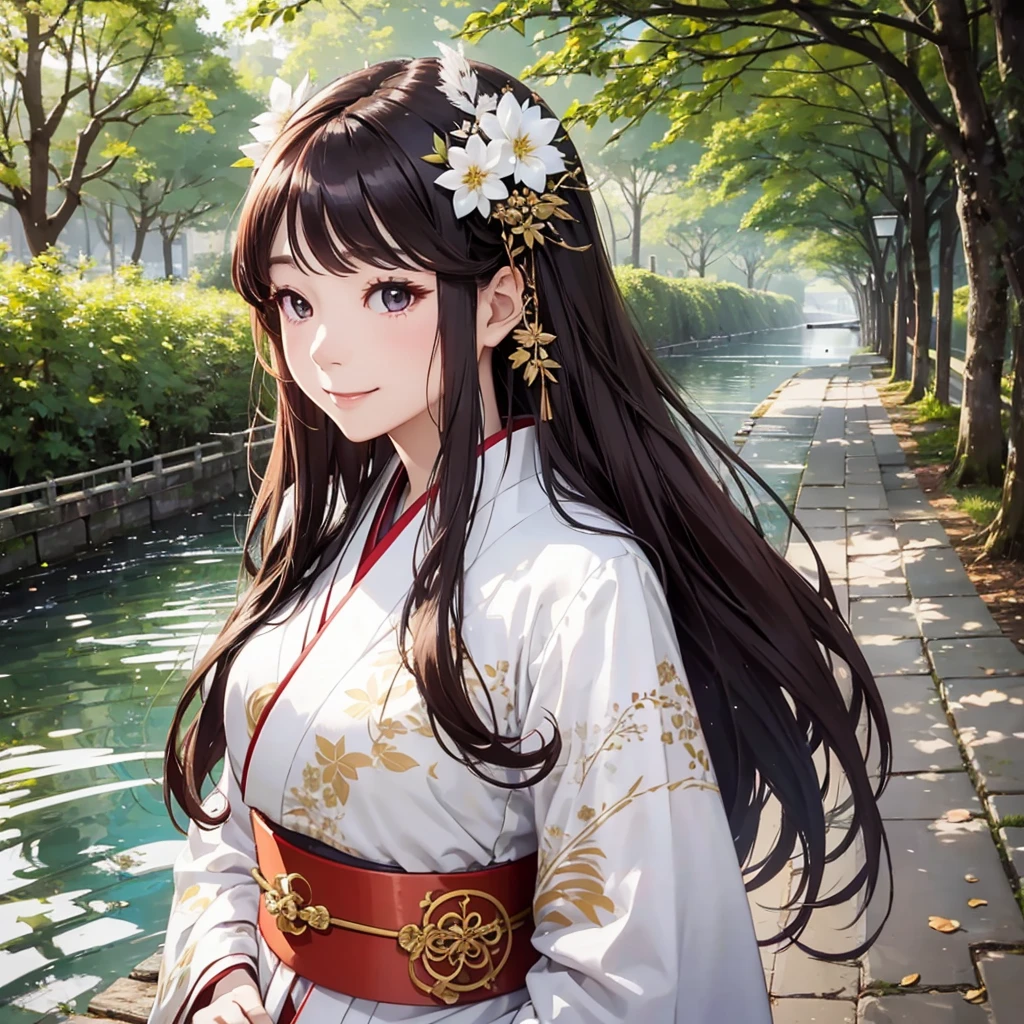 「(8k wallpaper:1.5)、(high-level image quality:1.3)、(animesque, illustratio:1.5)、(femele、Dignified:1.8)、(beatiful detailed eyes:1.3)、(A slight smil:1.1)、(Hakama、Kyudo:1.5)、(By the sea:1.3)、(sepia, gradients:1.5)」