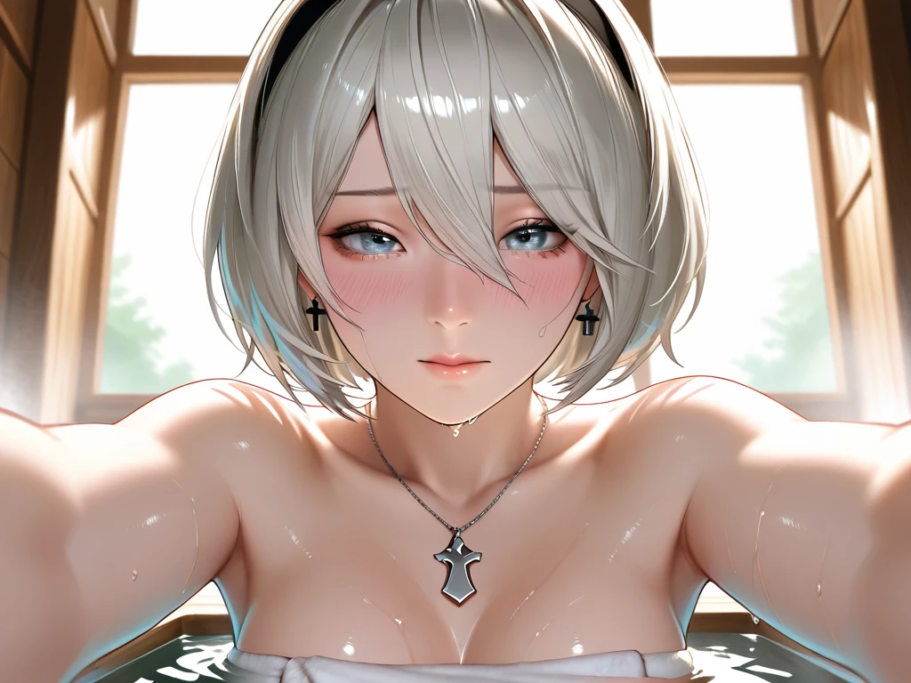 (masterpiece, Highest quality:1.2), One girl, Tightened with thin thread,naked,Piledriver,Cooling her pussy with ice、Legs open and raised,The soles of the feet are visible、Blonde、Hole (((Very elegant and beautiful))), Very short hair, Spiked Hair, Gray and silver hair, Perfect Face, Beautiful, detailed, deep eyes, Please open your mouth a little, Delicate arms and hands, Pale skin, Earrings, Beautiful and gorgeous necklace, Colorful background, HD background, Blurred Background, Very delicate and beautiful, masterpiece, (((Highest quality, Very beautiful 8K))), (((Trendy hairstyles))), (Stylish interior)