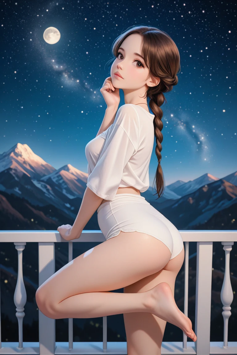 (photorealistic:1.3, highest quality:1.3,8Kmasterpiece, masterpiece:1.3,High resolution,muste piece:1.2),green and orange color scheme,23 year old woman,solo,(NIKKE\), (sexy white underwear,choker), (Point your butt at the camera:1.3), (Look away:1.1), (shoulder-length hair:1.2, Light brown hair:1.5,rainbow colored eyes:1.3), (blushing:1.3,smile:1.1), (look back:1.3), (Bold pose with legs spread, dynamic pose:1.2),(full of sweat:1.3),steam,vapor,background(open-air bath,snow scene,snow mountain:1.3, sunrise:1.3),(Nipple protrusions visible through clothing),(Butt visible through clothes),(slender),(young skinny gravure idol, sophisticated gravure idol),(detailed perfect face), normal hands:1.5, normal fingers:1:5, normal feet:1.5,(cameltoe, camel&#39;s feet)