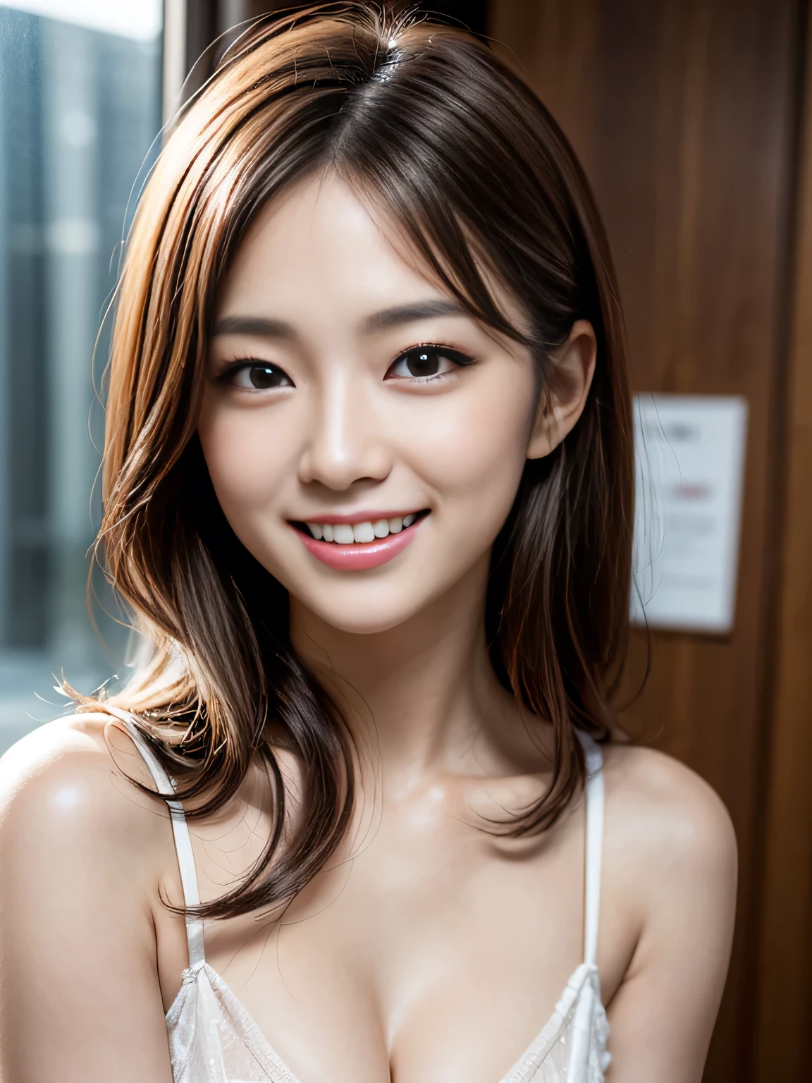 (((32k,High Details,High Detail、masterpiece,Attention to detail,whole body,Solitary))),RAW photos & Realistic atmosphere,beauty的深蓝色眼睛,Super detailed face,Detailed mouth,Glossy lips,Sparse eyebrows,Delicate eyes、Soft, fair skin,Every detail sparkles、Her deep blue eyes are so beautiful,Lip detail,Lips slightly open,Full lips,Very beautiful face,Good face shape,lifelike face,realistic teeth,Double eyelids,armpit,闪耀beauty的双唇,I want to kiss you,soft ,Stroke your chest with your hands,transparent,Sexy breasts,官能的なcleveage,Good transparency,Visible nipples,A big smile,Thin bands,beauty的眉毛,earrings,Skin exposure,nude,Infinite Reality, Realistic like手グラビアアイドル,likeき官能グラビアアイドル, like手グラビアアイドル, Very nice and lovely24beauty的年轻女孩,Blushing face,令人难以置信的beauty和优雅,24Old beautiful girl,Natural soft lighting,In a well-lit room,On a white bed(Chestnut shiny hair,short hair,barefoot,beauty而善良的眼睛:1.5),(like々beauty,Severe wear,Back to the bare neck,Gentle smile,Chest shape,Dazzling thighs,Tie your hair up high,Beautiful posture,No makeup,Eyes on me,cleveage,Wear sleeveless,not good,serious,No makeup:1.6)