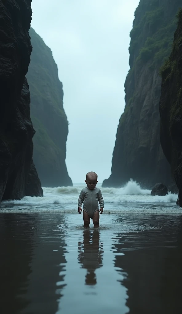 Evil child in a terrible landscape