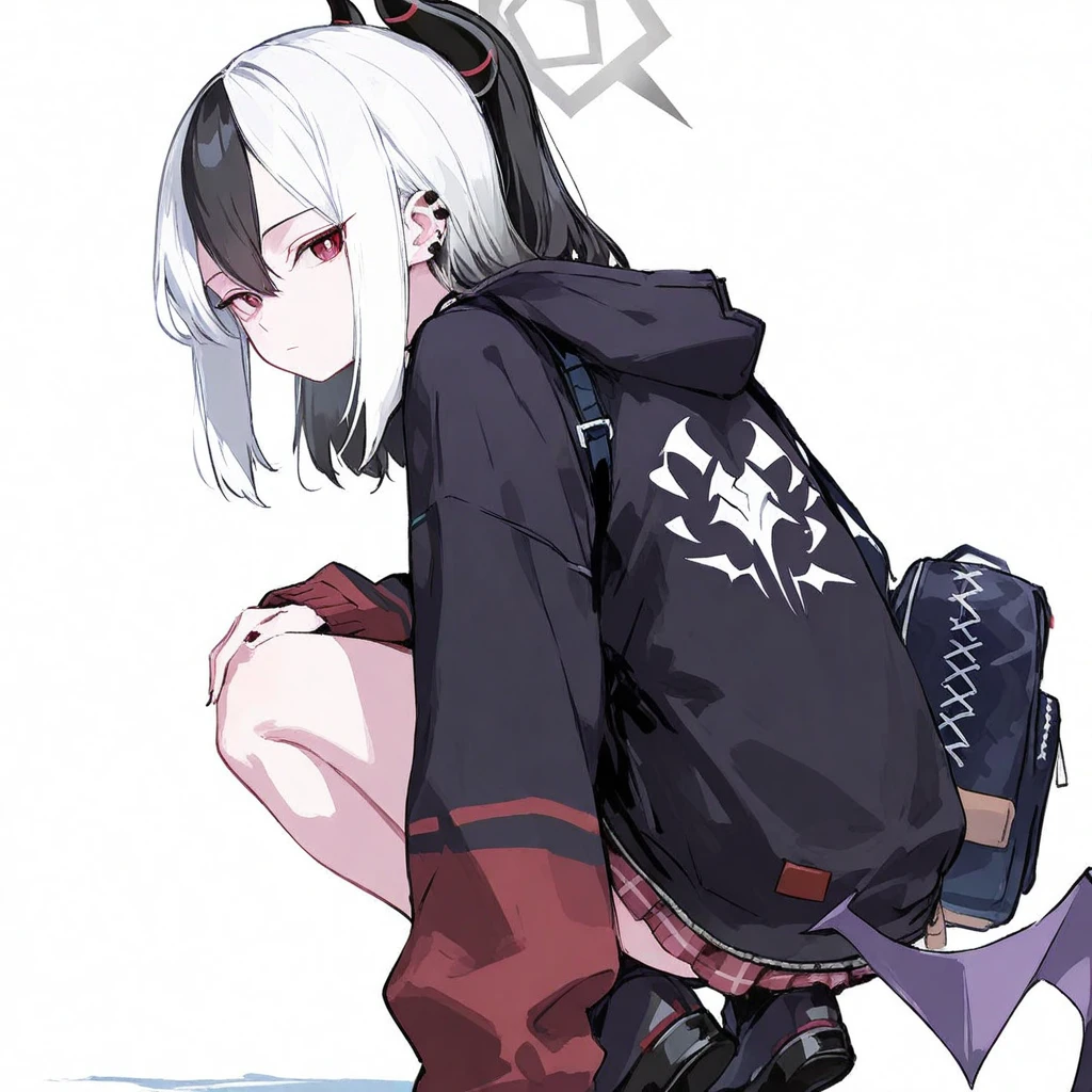 1mysterious girl, wearing a hood and a black blindfold covering eye, wearing the clothes of a Dark priestest, her long white hair was loose and her body was bound by divine chains.