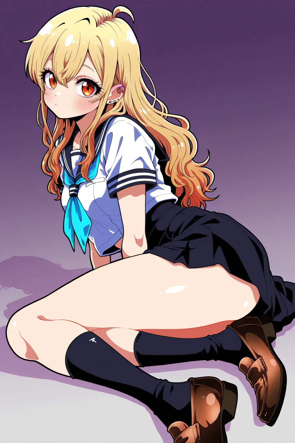(( Highest quality, High resolution, Hmph, Pixel Perfect, 4K, Hmph, Hmph))),girl1 person, single, alone, Beautiful woman、whole bodyが見えました、 ((Mid-wave hair, bangs, Redhead、Yellow headband、)), ((Brown eyes, Beautiful eyelashes, Realistic eyes)), ((Detailed face, blush:1.2)), ((Smooth texture:0.75, Realistic texture:0.65, Realistic:1.1, Anime CG Style)),Troubled face、 でwhole body汗まみれ)))), Perfect body,Leaning forward significantly、A dimly lit love hotel、Sailor suit、mini skirt、White high knee socks、Shooting from below、8K,(masterpiece:1.4)(Highest quality:1.4),(Highest quality), 1 person, Focus Only,(Shiny skin), whole body, Squat, ((Open your thighs wide to the left and right)), ((観客にあなたのShow me your crotchください)), ((Place your arms behind your head)), Soft lighting, masterpiece, (masterpiece, Highest quality;1.3), Very detailedなCG, Very detailed, girl1 person, alone, smile, Looking at the audience, Stylish angle, , sv1, From above, Face Focus,, , 地面にSquat, Open your legs wide from side to side, Place your arms behind your head, Underarm, Gazing at the audience, To the audience:, Spread your legs wide open and face the viewer., Photographed from the front, Camera position is low,Small Head、Blowjob Gestures, Midnight、Dim lighting、Highest quality, High resolution, ユニティ 8K 壁紙, (shape:0.8), (Beautiful details:1.6), 非常にDetailed face, Perfect Sentence, Very detailedなCG, (Perfect hands, Perfect Anatomy),((Spread your legs:1.3))(((White cotton panties))),Angle looking up from afar.、Camel Toe,(Detailed Hair), (masterpiece), (Highest quality), (Very detailed), Focus your eyes, Detailed face, Perfect Anatomy, , (Intricate details),girl, (((Spread your legs座る))),whole body,Great hands,Detailed five fingers,Attention to detail in costumes, Please sit down,On the bed,(((Two-handed fellatio gesture))), (((細部までこだわったCamel Toe))),(((smile)))、Show me your crotch、Very large breasts、Sit on the bed、Nipple erection,whole body写真、Focus on the crotch、Exposing thighs、((Raise your knees and spread your legs))、Focus on the crotch、Show your crotch,(((Adult male genitalia facing 90 degrees upwards)))