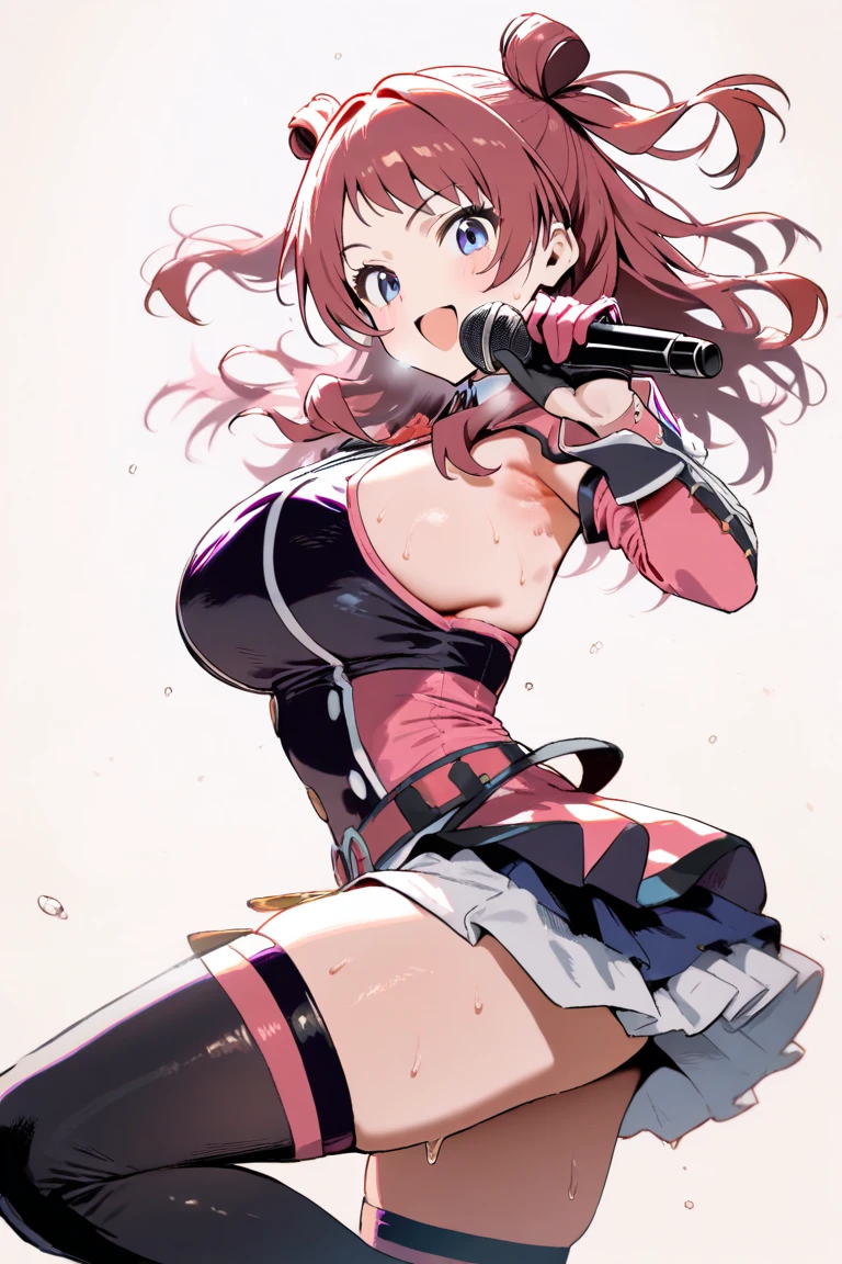 Anime illustration、highest quality、Fantasy、plump female knight、Red Hair、carnival、stall、Xenoblade Chronicles 2、Homura、Big Breasts、Thick legs、Beautiful, shining eyes、smile、Noise Reduction、Have a Buster Sword
