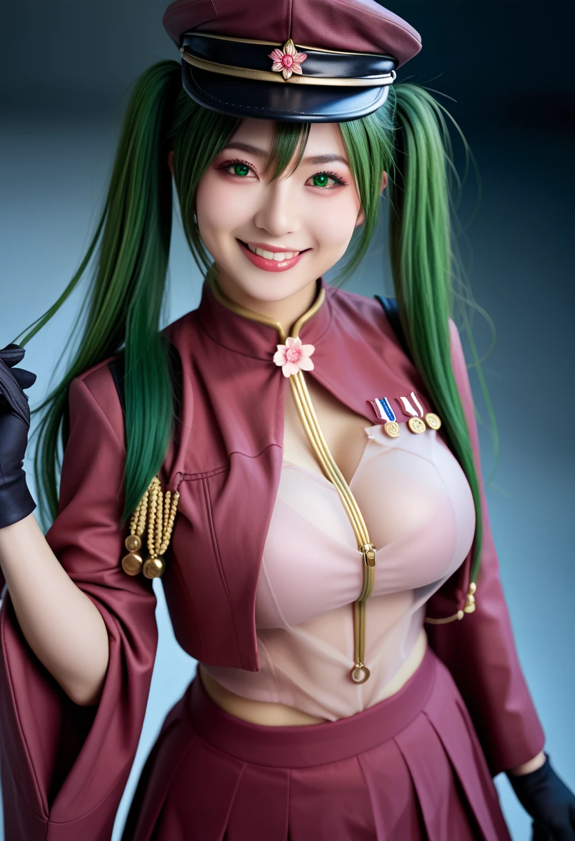 a cute woman in sexy cosplay as tatsumaki, low angle looking up, beautiful detailed eyes, beautiful detailed lips, extremely detailed face and features, long eyelashes, detailed intricate costume, dynamic pose, realistic lighting, highly detailed, 8k, photorealistic, professional quality, vibrant colors, dramatic lighting, cinematic composition