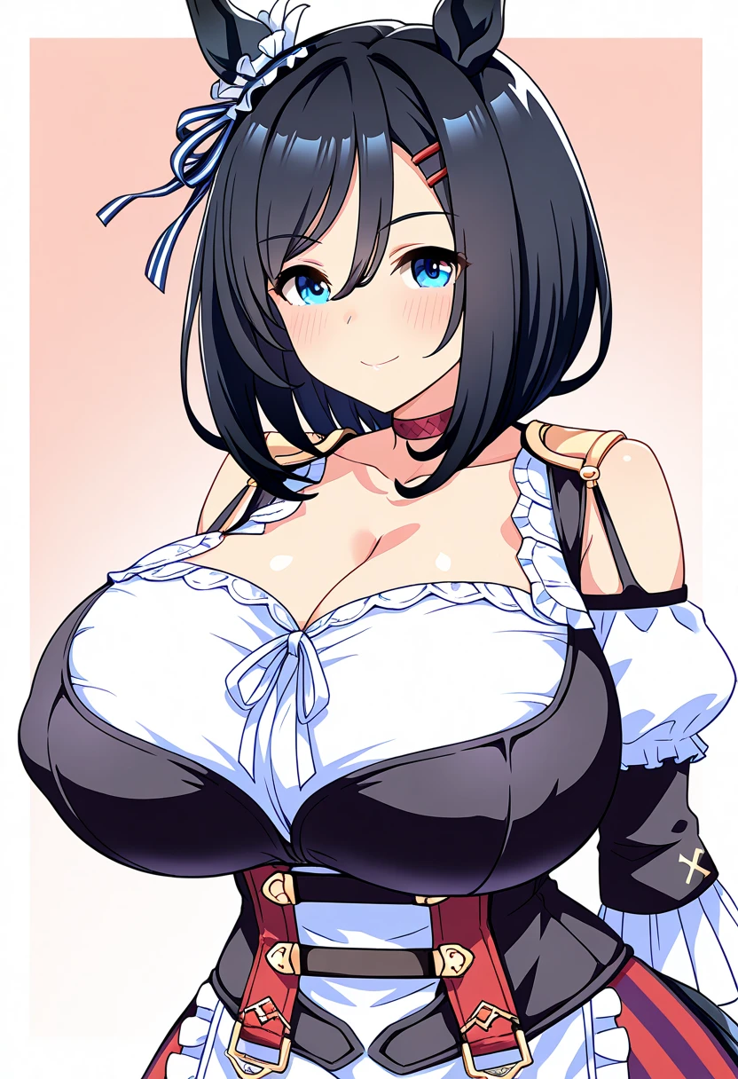 Busty rabbit girl with ebony black hair and wearing exotic clothing
