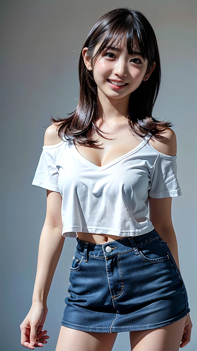 (Best quality, 8k, 32k, Masterpiece, UHD:1.2),Photo of Pretty Japanese woman, 1gril,black short hair,large breasts,(detailed white loose t-shirt:1.2),denim pants,necklace,(detailed lace bra:1.05),(leaning forward:1.8),looking at viewer,pov,looking down,across table,(hands on table:1.1),smile,in cafe,upper body, all fours